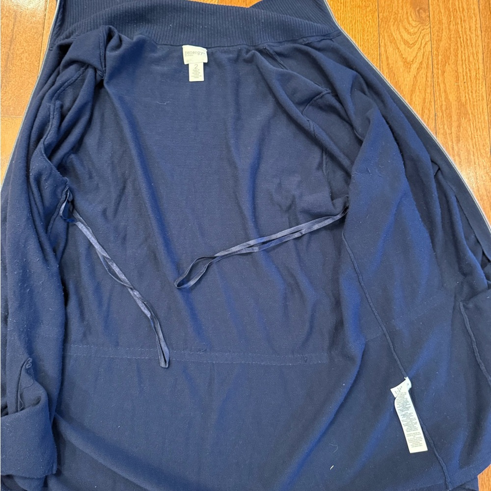 Chico's Zenergy Blue Zip Up Cardigan & Coordinating Long Sleeve Tee Sz 2 (L) - Picture 16 of 16